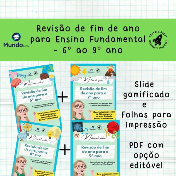 Revisão de fim de ano para Ensino Fundamental Anos Finais - 6º ao 9º ano